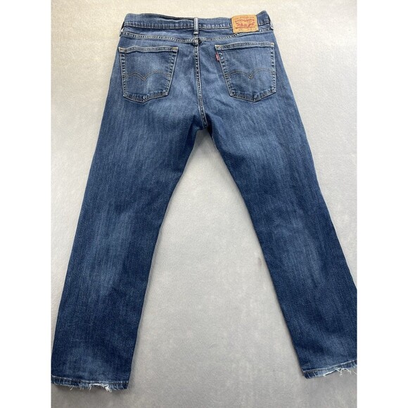 Levis 505 Men 36x30 Regular Blue Jeans Medium Wash Denim Cotton Stretch - Picture 4 of 11